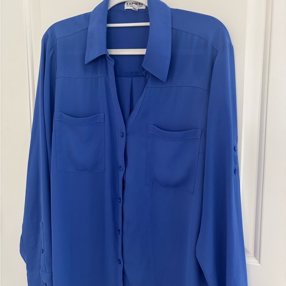 Express Blue Button-Up Shirt - Picture 2 of 4